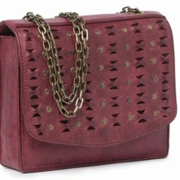 Frye leather Studded Shoulder Bag Red - Picture 1 of 7